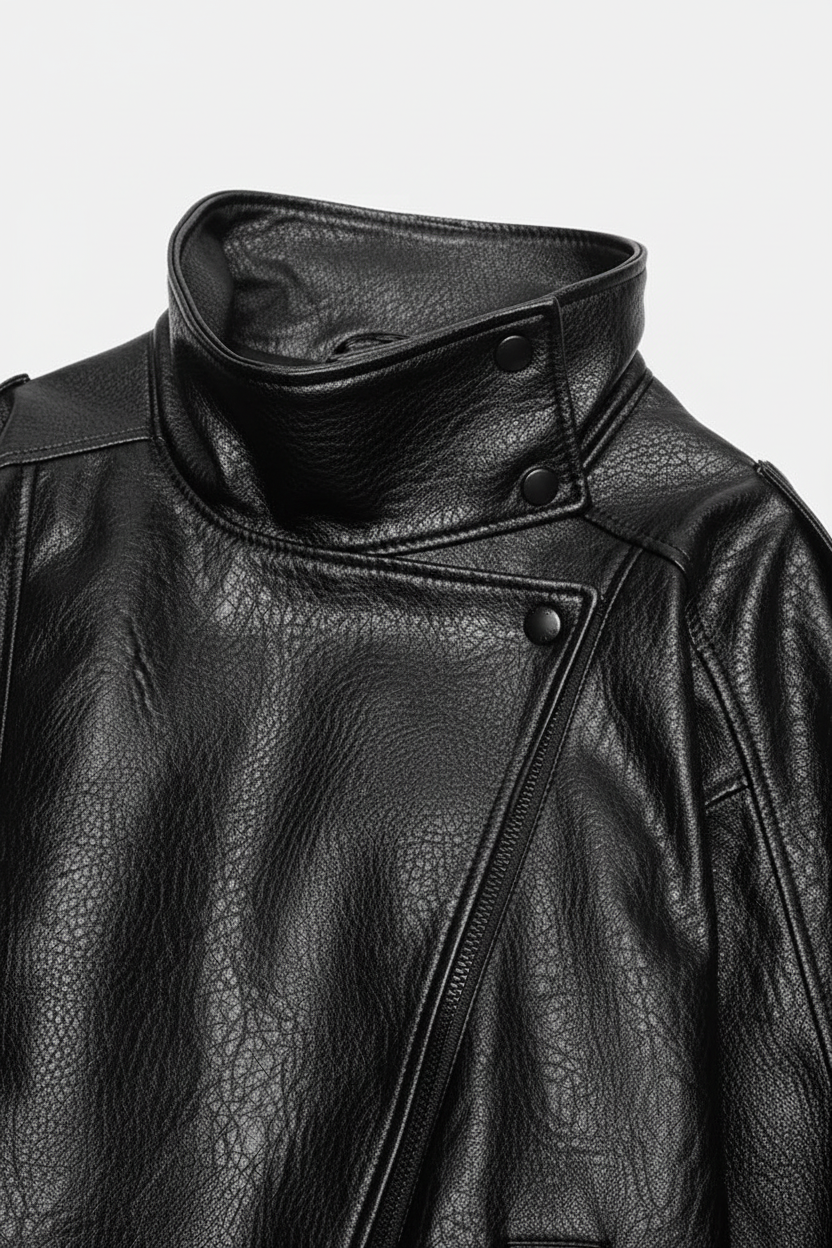 Black jacket material details