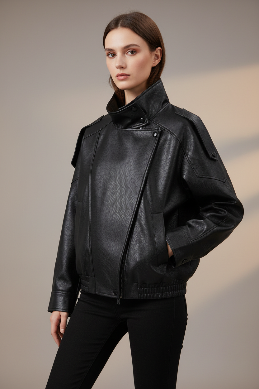 Black jacket studio front view