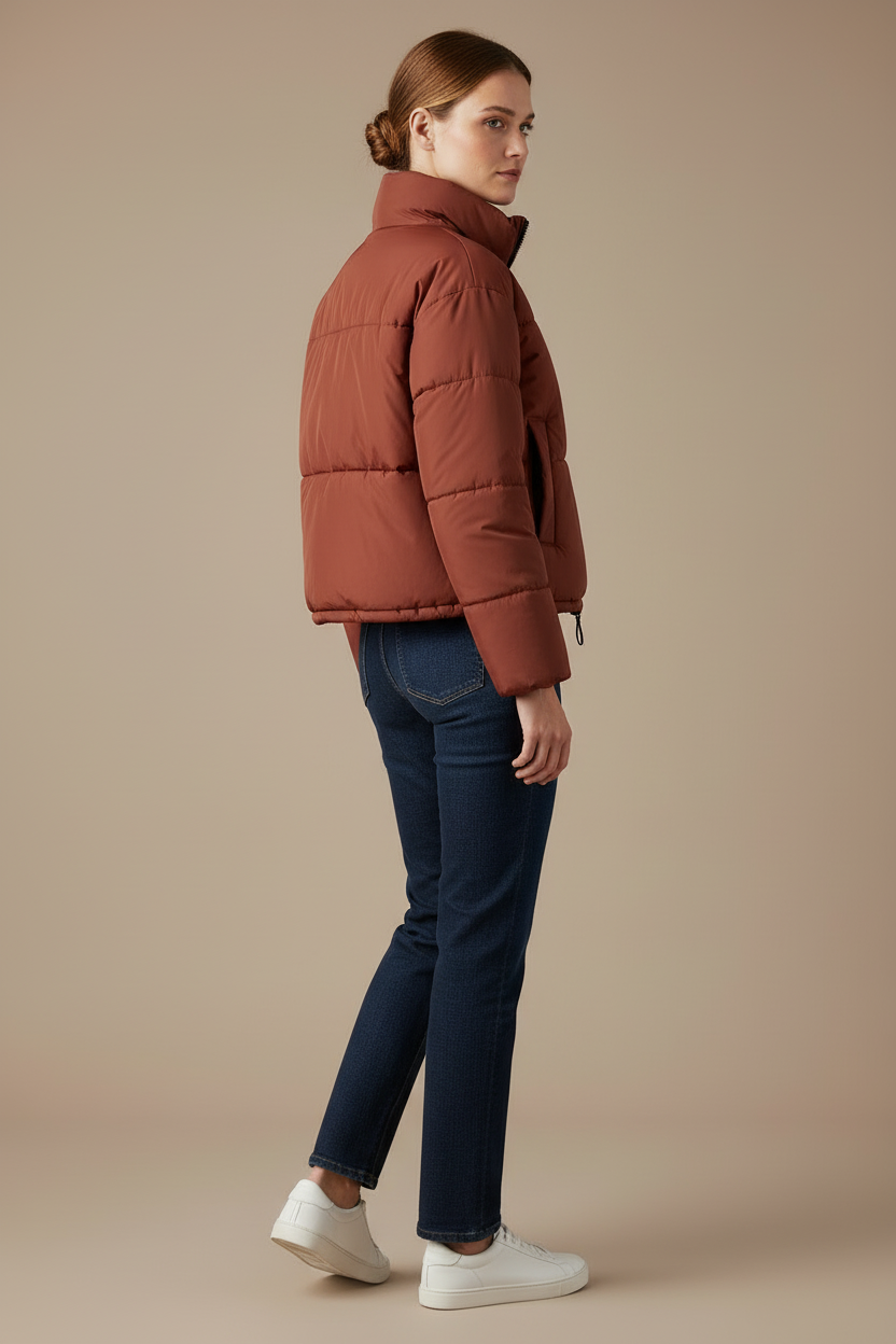 Veste matelassée à col montant en polyester pour femme