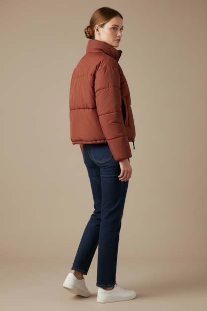 Veste matelassée à col montant en polyester pour femme