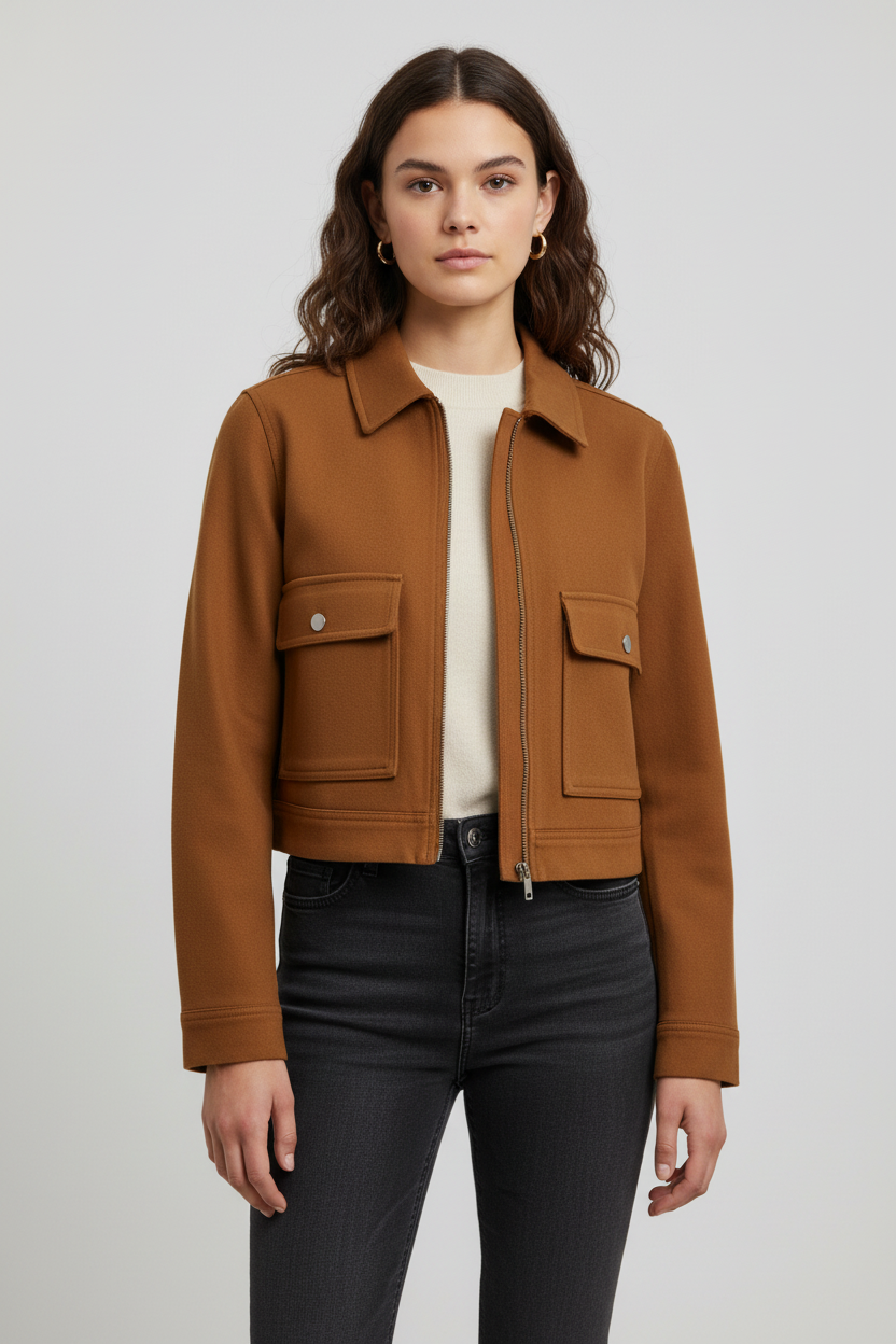 Women's Loose Polyester Zip Jacket