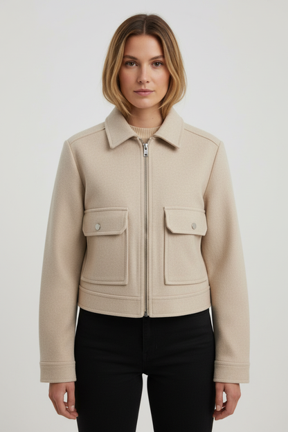 Women's Loose Polyester Zip Jacket