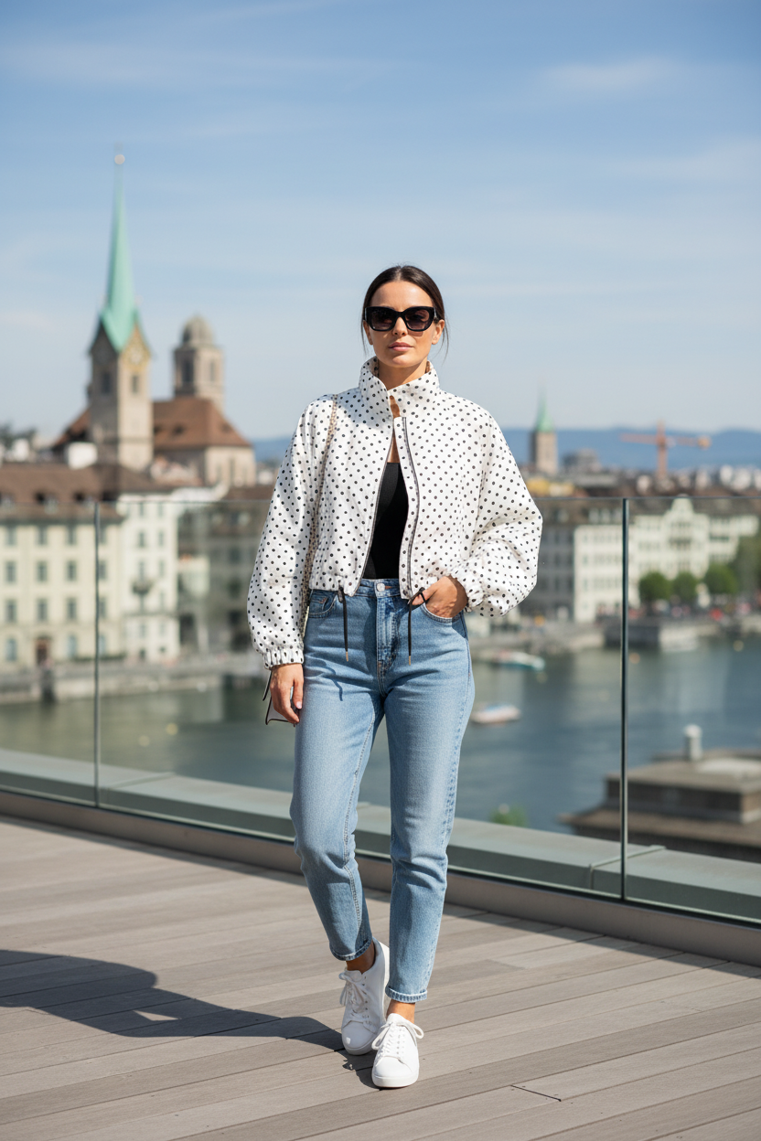 Women's Polka Dot Bomber Jacket
