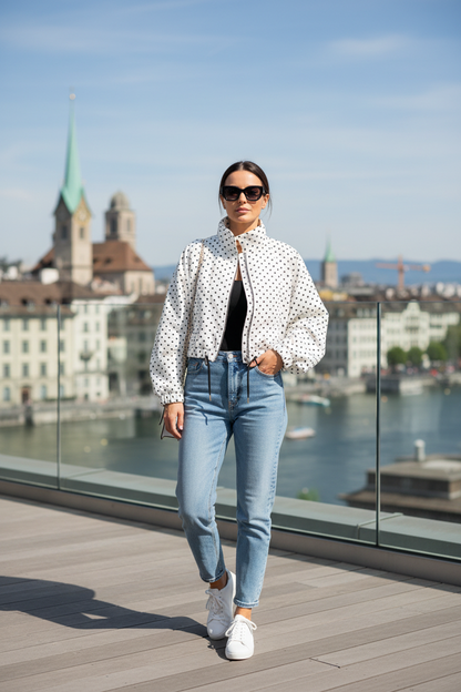 Women's Polka Dot Bomber Jacket