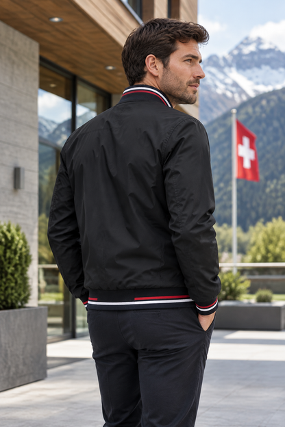 Men's Lightweight Striped-Trim Bomber Jacket