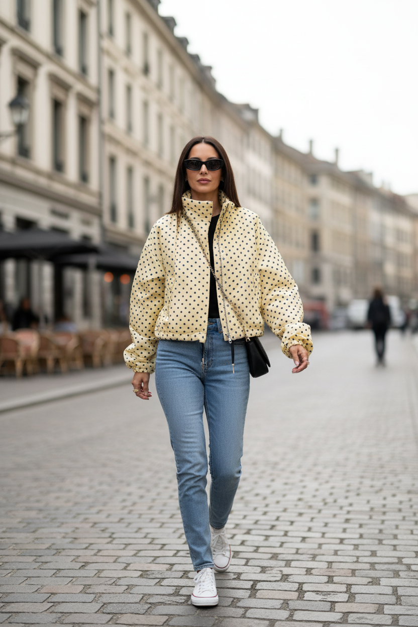 Women's Polka Dot Bomber Jacket