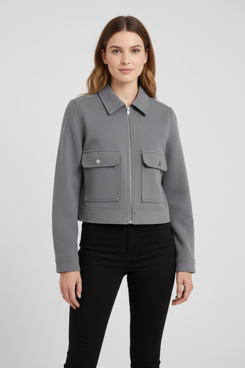 Women's Loose Polyester Zip Jacket