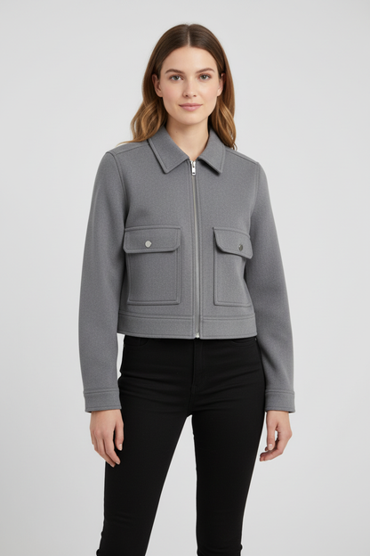 Women's Loose Polyester Zip Jacket