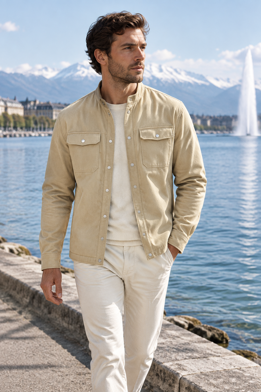 Surchemise en velours côtelé doublée polaire pour homme