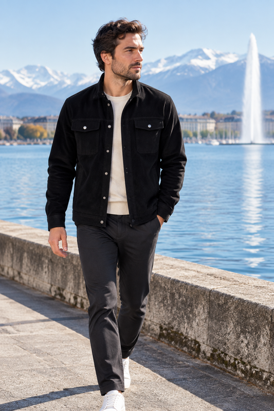 Surchemise en velours côtelé doublée polaire pour homme