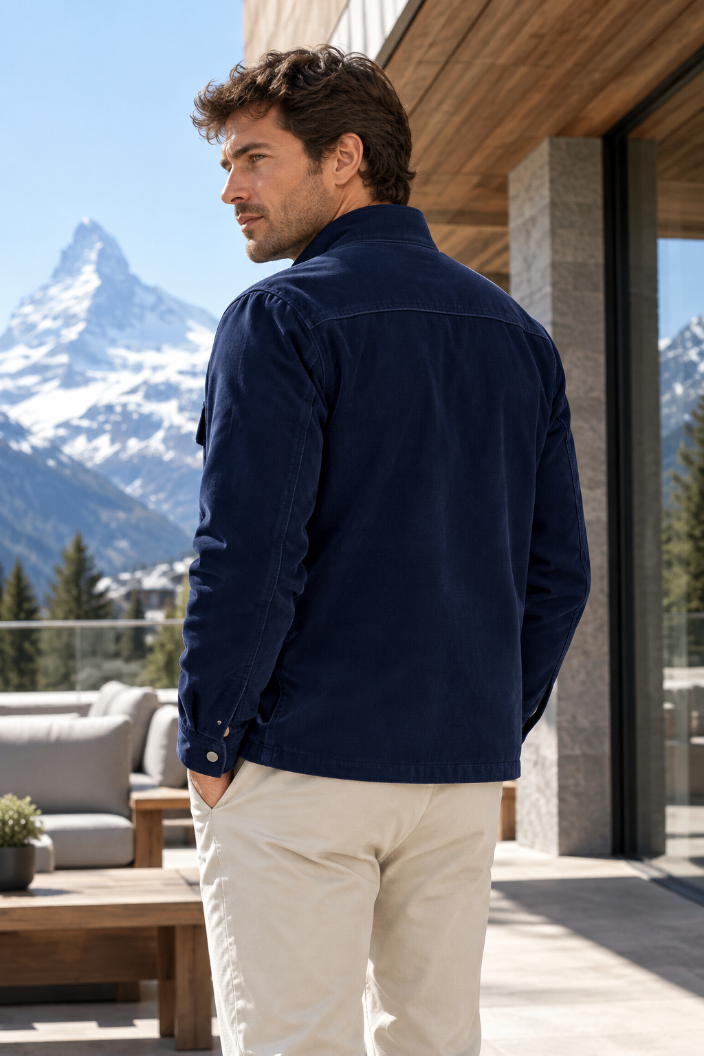 Surchemise en velours côtelé doublée polaire pour homme