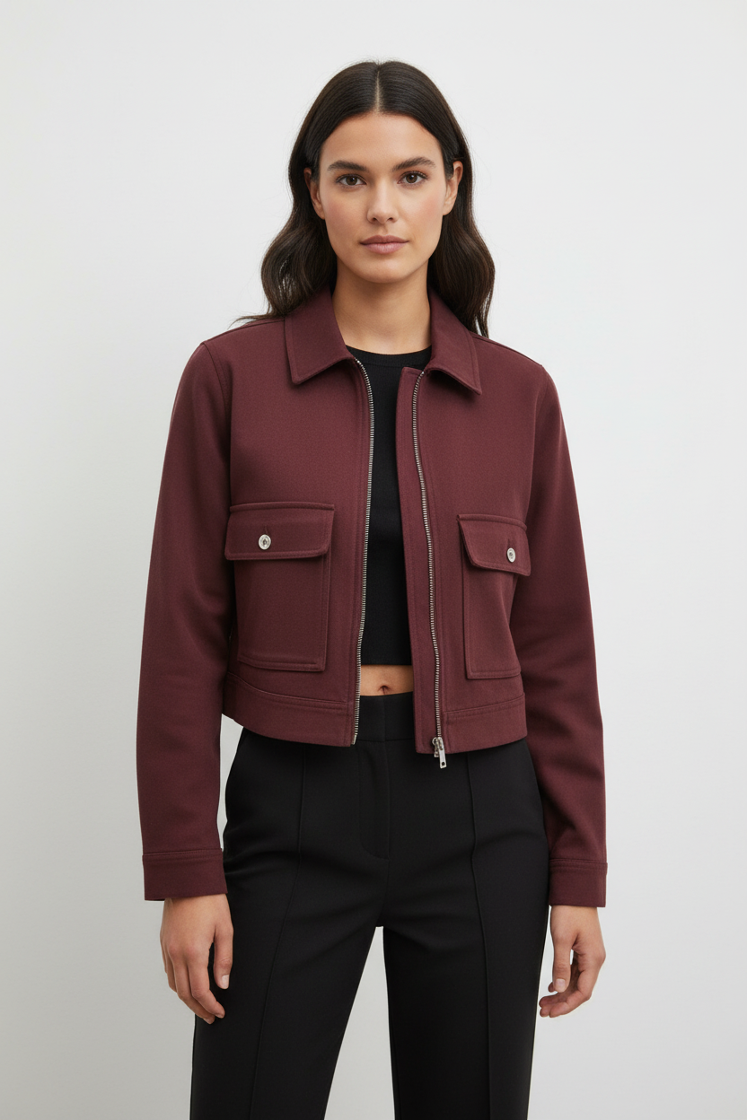 Women's Loose Polyester Zip Jacket