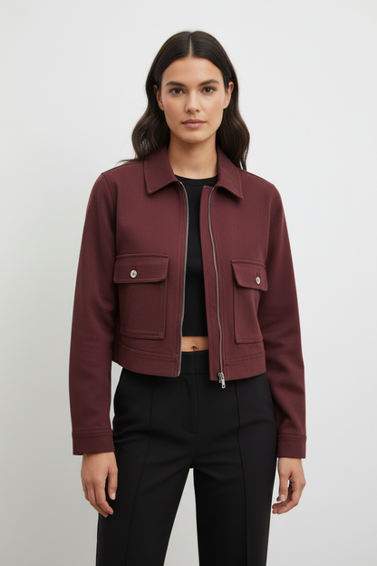 Women's Loose Polyester Zip Jacket