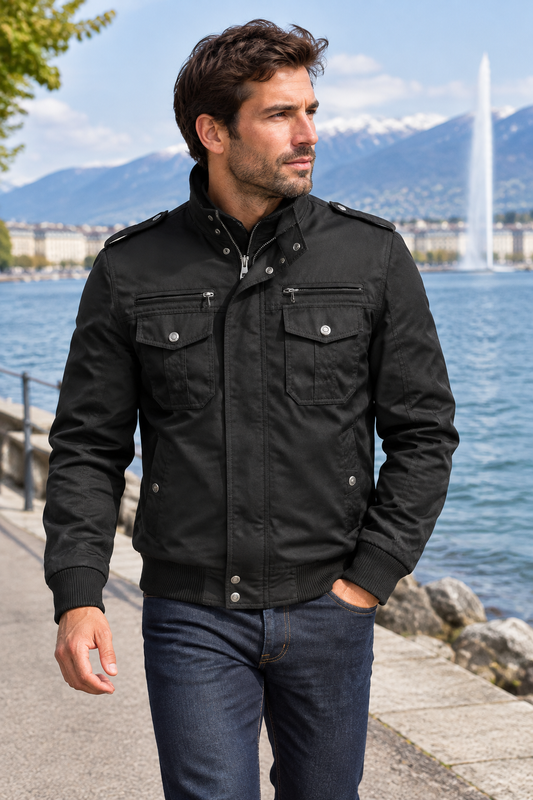 Veste militaire en coton à poches multiples pour homme