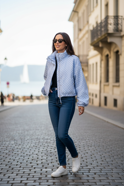 Women's Polka Dot Bomber Jacket