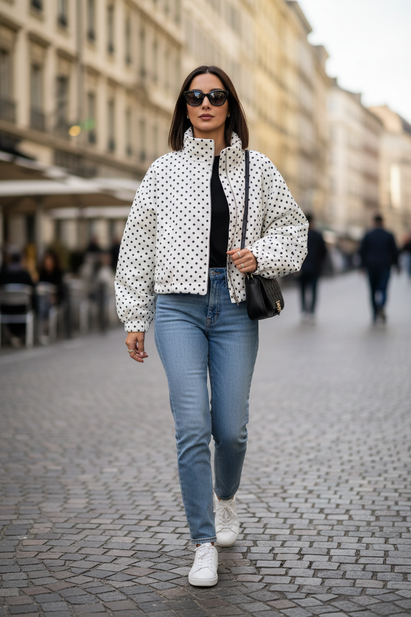 Women's Polka Dot Bomber Jacket