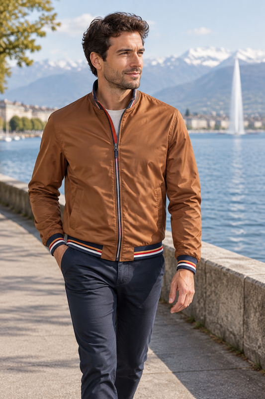 Blouson aviateur léger à rayures pour homme