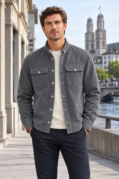 Surchemise en velours côtelé doublée polaire pour homme
