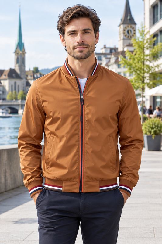 Blouson aviateur léger à rayures pour homme