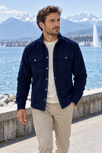 Surchemise en velours côtelé doublée polaire pour homme