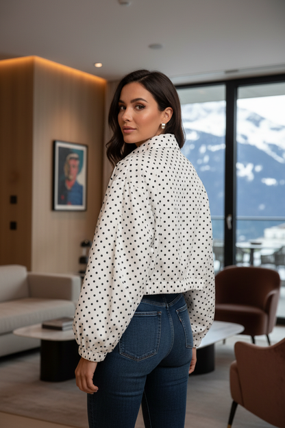 Women's Polka Dot Bomber Jacket