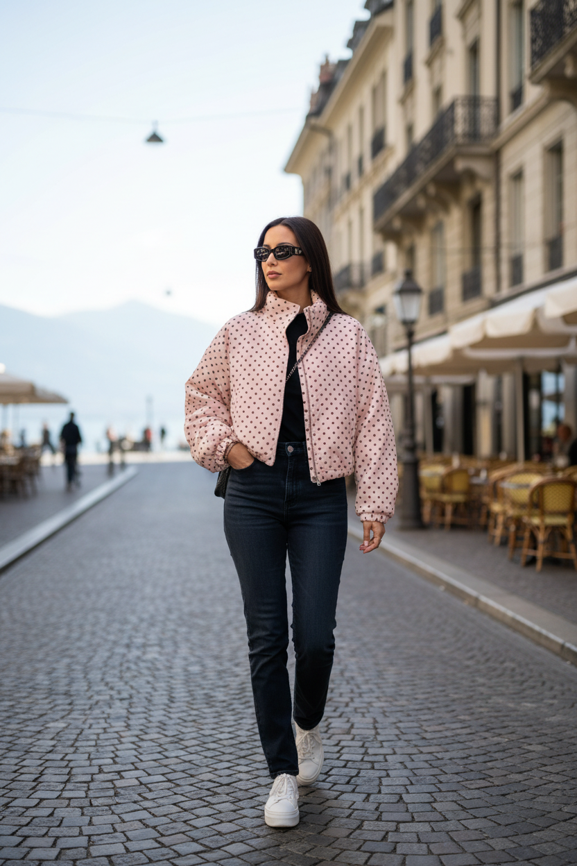 Women's Polka Dot Bomber Jacket