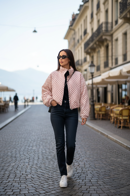 Women's Polka Dot Bomber Jacket