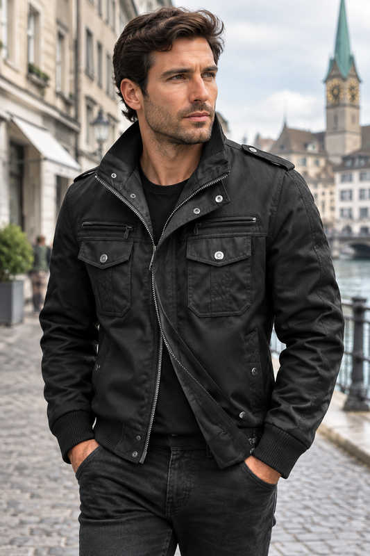 Veste militaire en coton à poches multiples pour homme