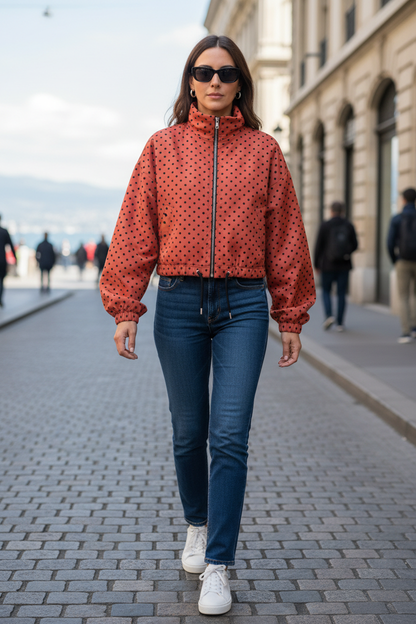 Women's Polka Dot Bomber Jacket
