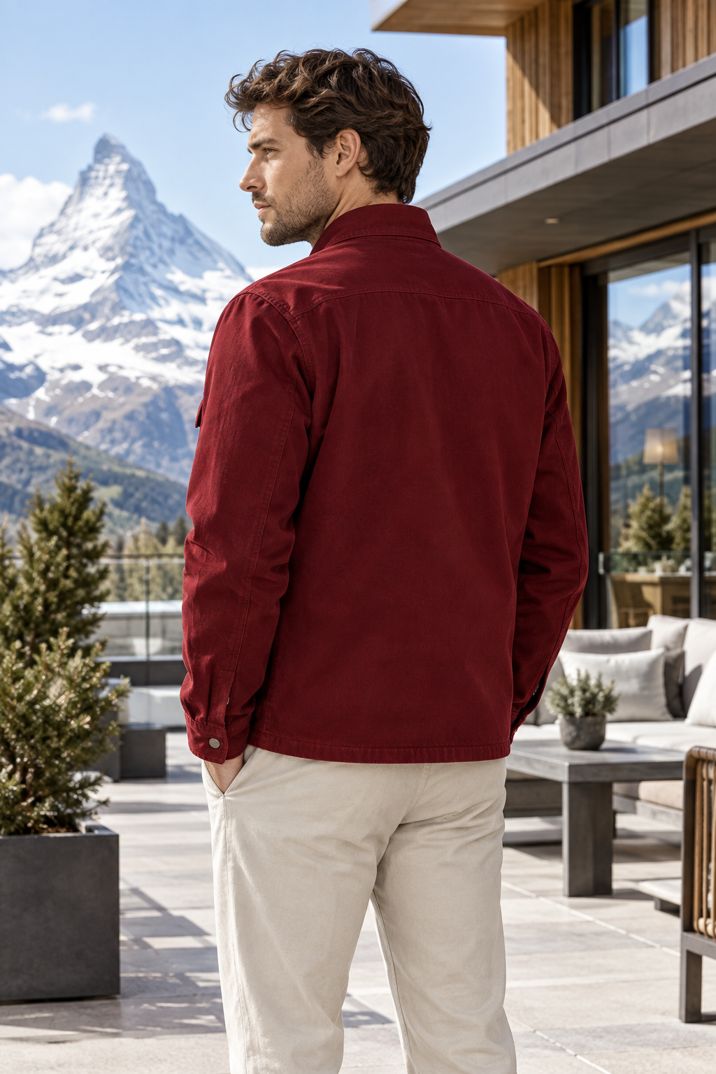 Surchemise en velours côtelé doublée polaire pour homme