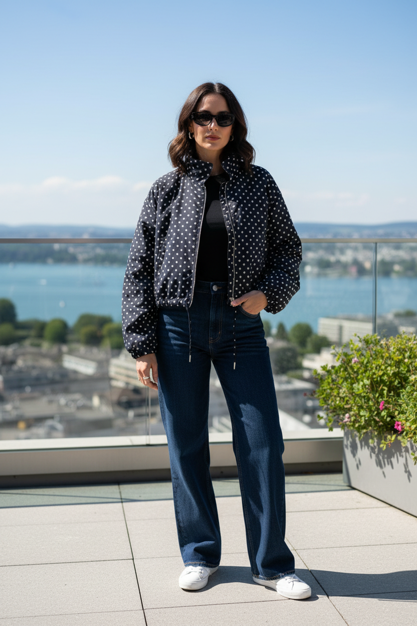 Women's Polka Dot Bomber Jacket