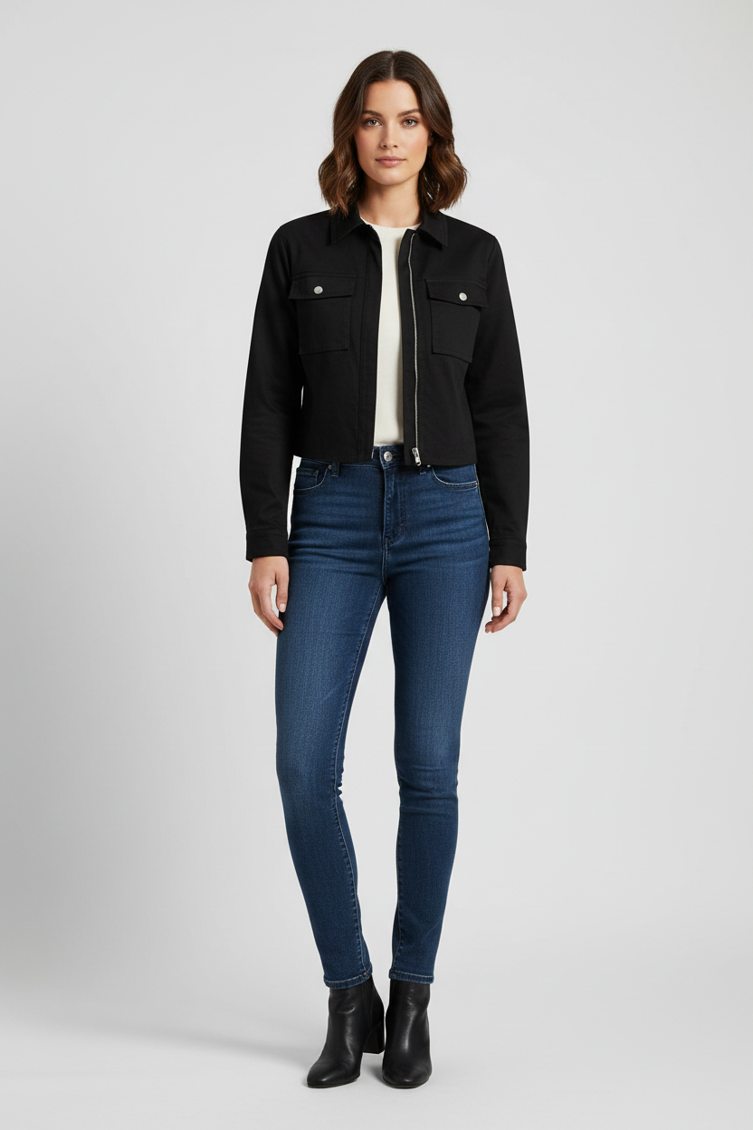 Women's Loose Polyester Zip Jacket