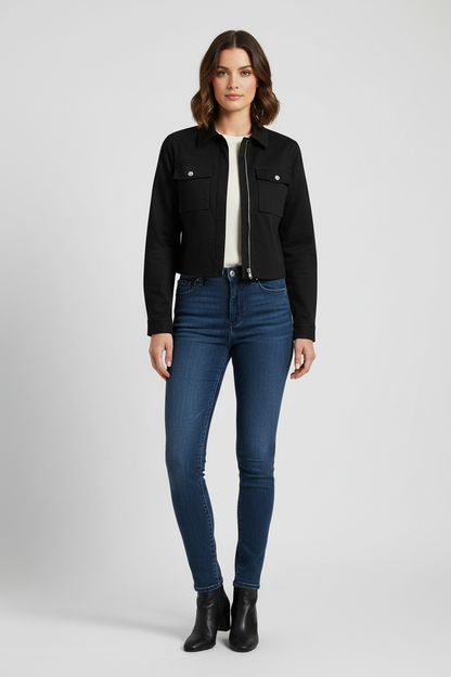 Women's Loose Polyester Zip Jacket