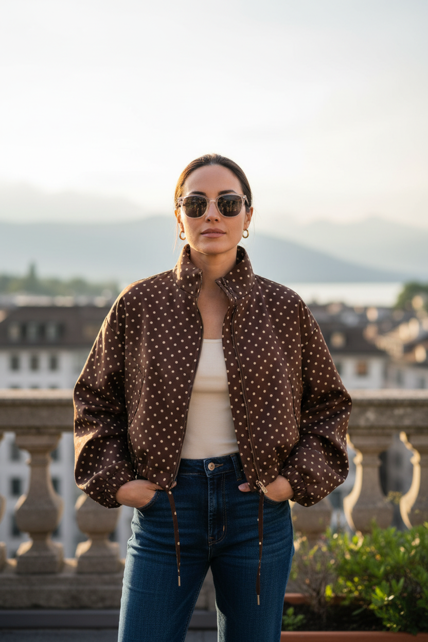 Women's Polka Dot Bomber Jacket