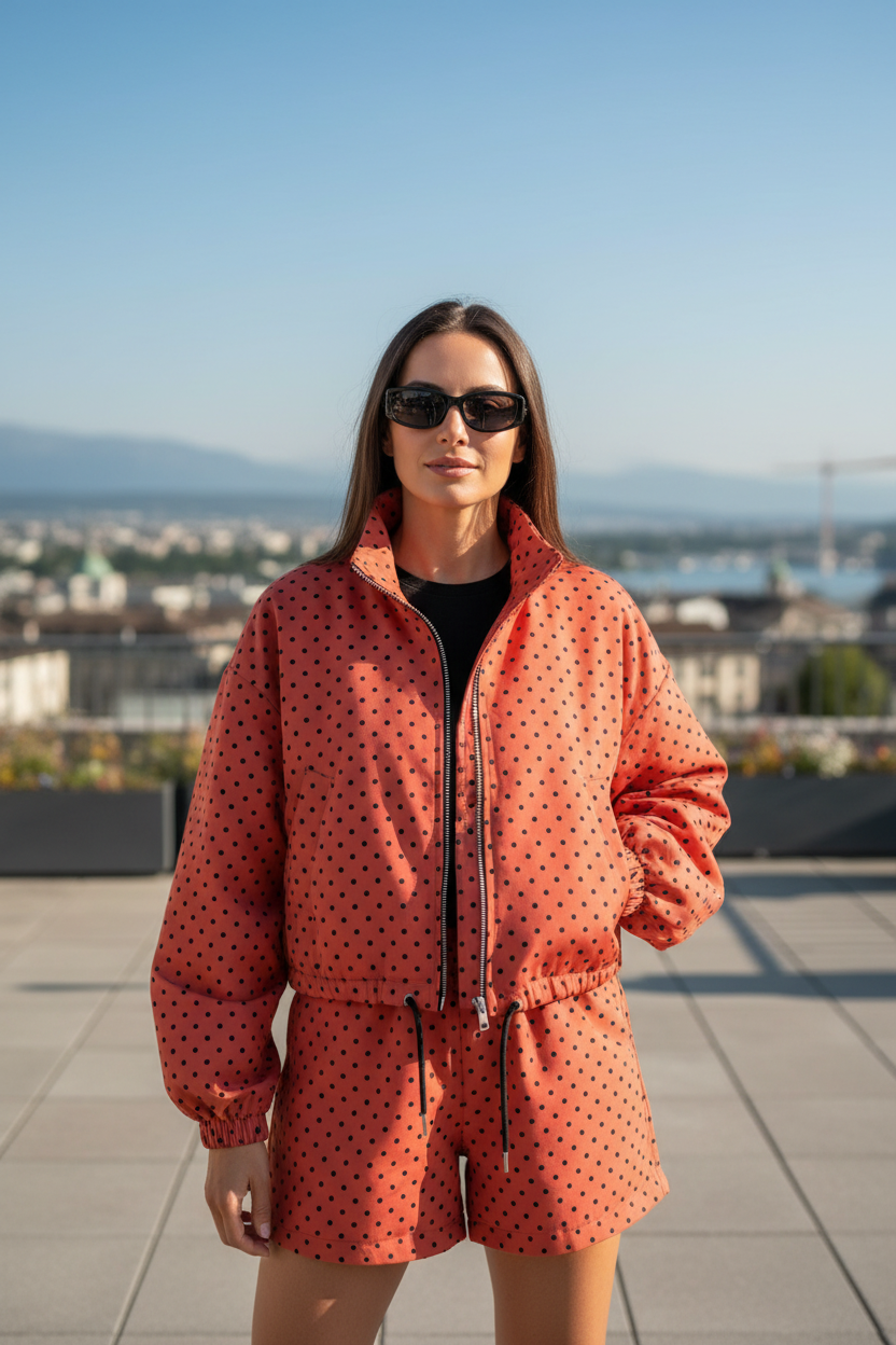 Women's Polka Dot Bomber Jacket