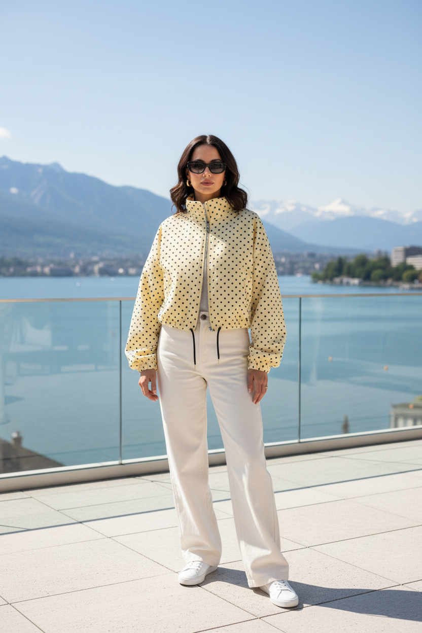 Women's Polka Dot Bomber Jacket