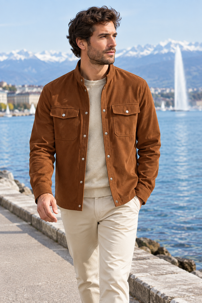 Surchemise en velours côtelé doublée polaire pour homme