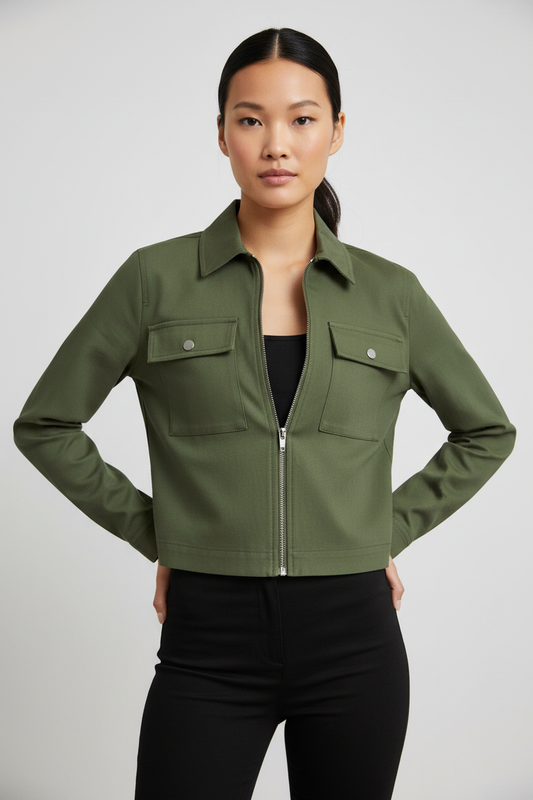 Damen-Reißverschlussjacke aus Polyester in weiter Passform