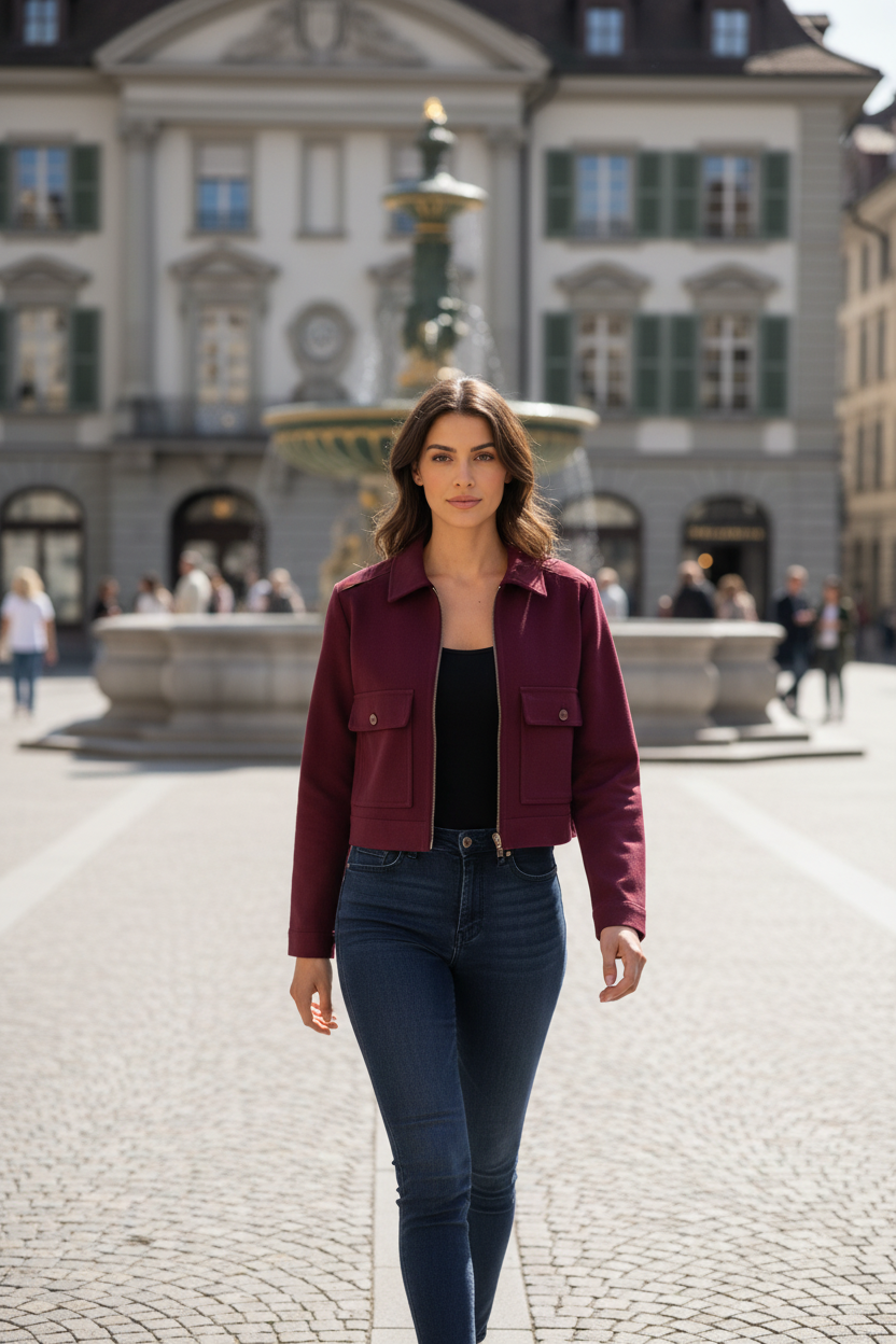 Women's Loose Polyester Zip Jacket
