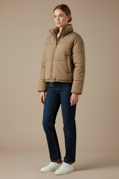 Veste matelassée à col montant en polyester pour femme