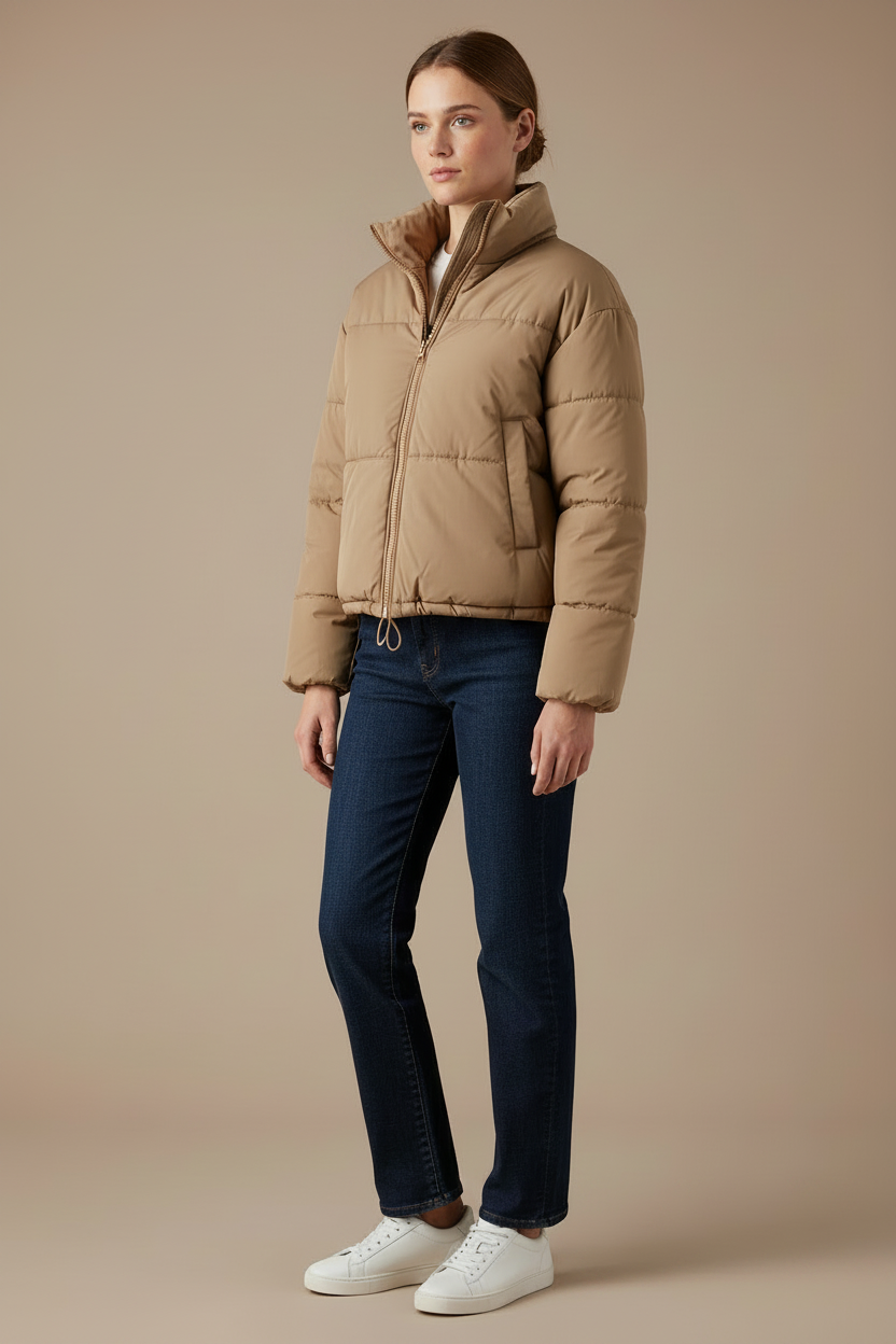 Veste matelassée à col montant en polyester pour femme