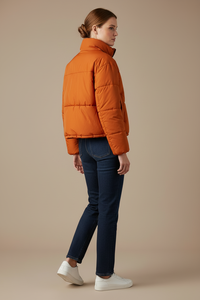 Veste matelassée à col montant en polyester pour femme