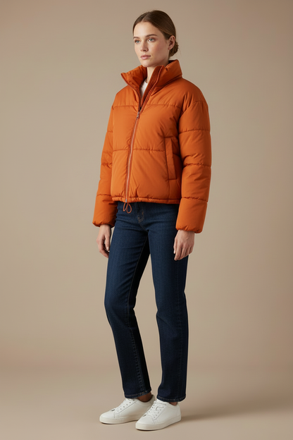 Veste matelassée à col montant en polyester pour femme