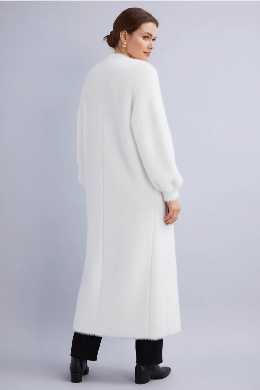 Women's Long Faux Mink-Fur Knit Coat
